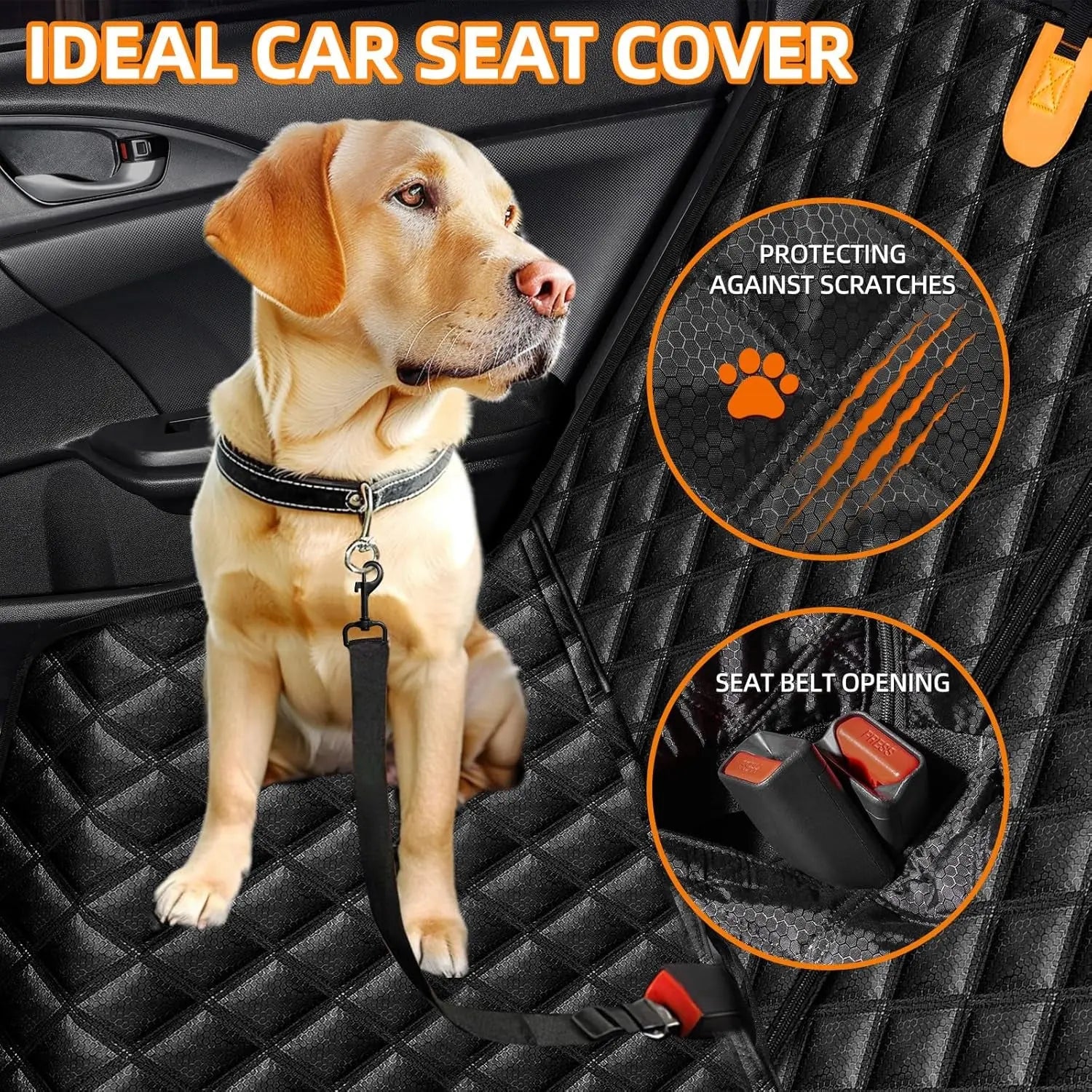 Dog Car Seat Cover for Back Seat - Waterproof and Scratchproof Back Seat Cover for Dogs Nonslip Car Seat Cover for Dogs Fits for Cars and Suvs