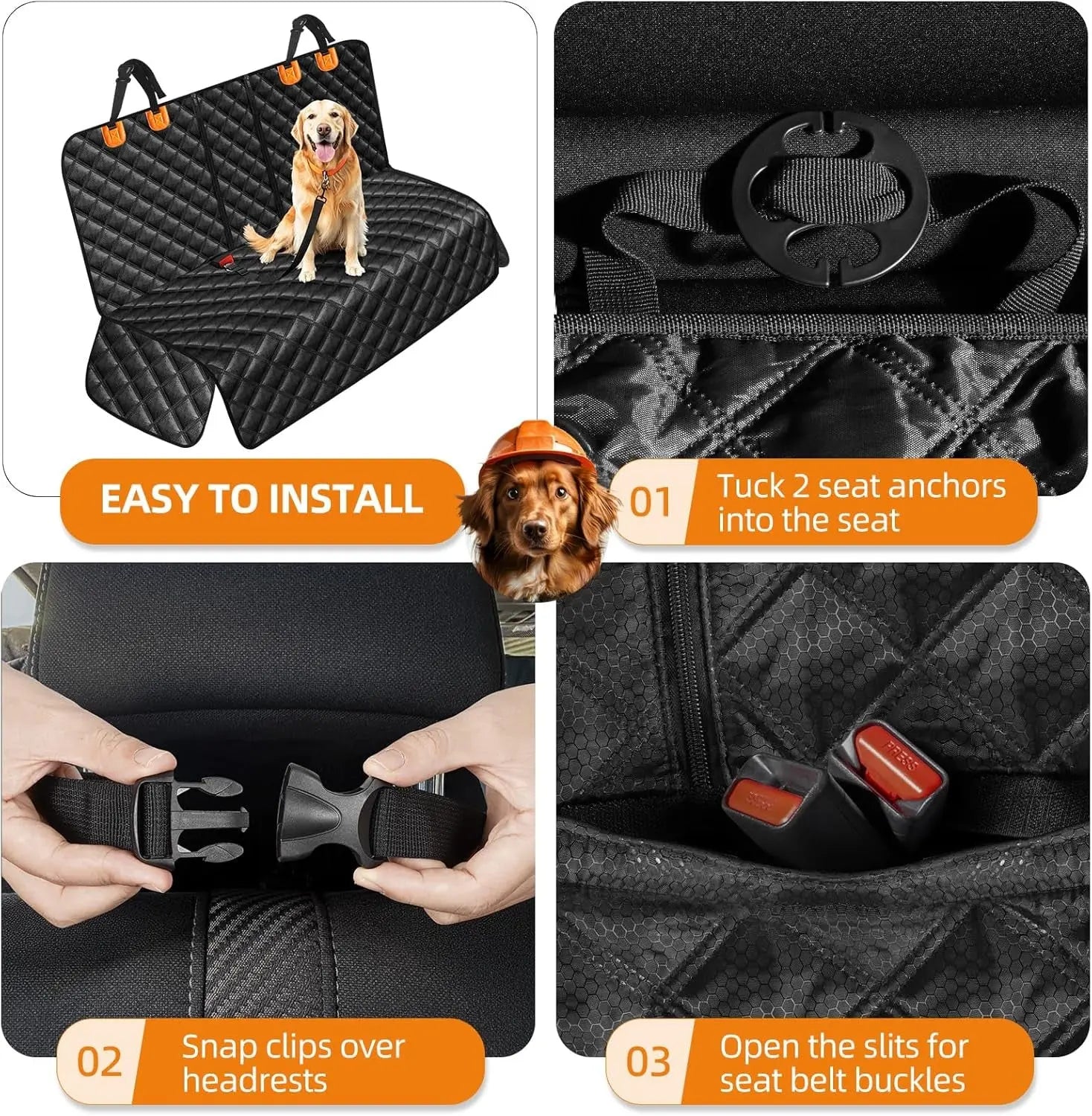 Dog Car Seat Cover for Back Seat - Waterproof and Scratchproof Back Seat Cover for Dogs Nonslip Car Seat Cover for Dogs Fits for Cars and Suvs